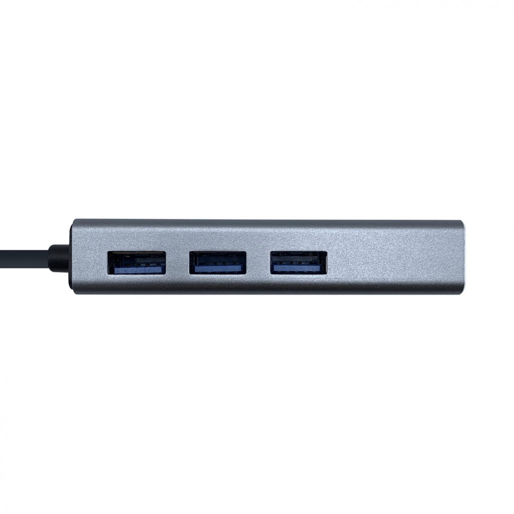 Hub USB 3.0 Aisens de 3 Portas + Rede Gigabit Cinza 2
